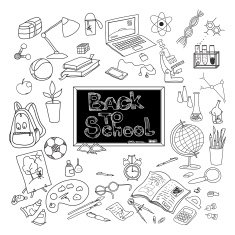 Back to school doodle poster black