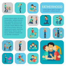 Fatherhood Flat Icons Set