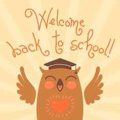 Welcome back to school Card with an owl N3