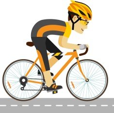 Young racing cyclist man with bike in flat style N2