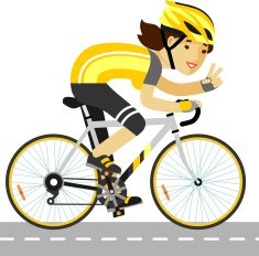 Young racing cyclist woman with bike in flat style N2