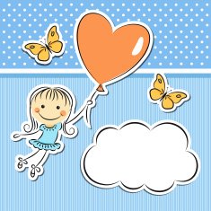 Happy girl with heart balloon