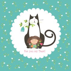 Little girl and her cat