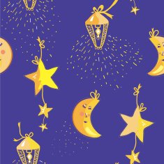 Night pattern with moon stars - seamless