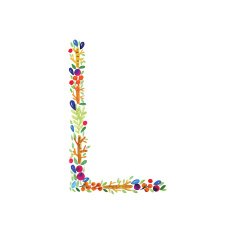Watercolor floral monogram L