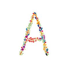 Watercolor floral monogram A