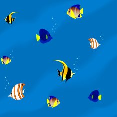 Seamless pattern - aquarium with colorful tropical fish