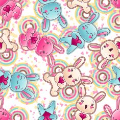 Seamless kawaii child pattern with cute doodles N10