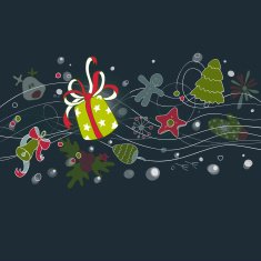 Darc colored multylayered background with christmas drawing elements
