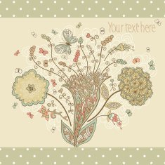 Cute greeting card with abstract flowers