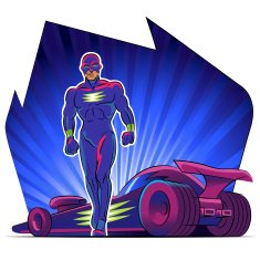 Superhero Supercar Vector illustration on a background
