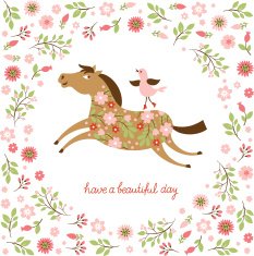 the floral horses in a gallop