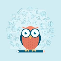 smart owl standing on pencil