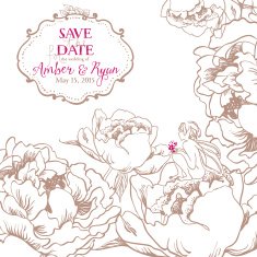 Romantic invitation card with Flowers and cute little Fairy