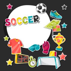 Sports background with soccer sticker symbols N4