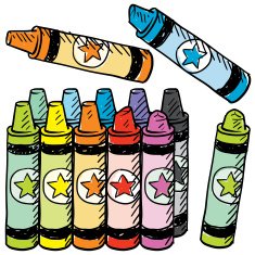 Colorful wax crayon vector sketch