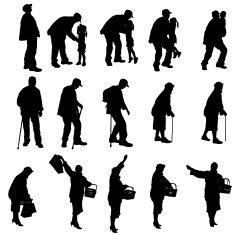 Vector silhouette of old people N13