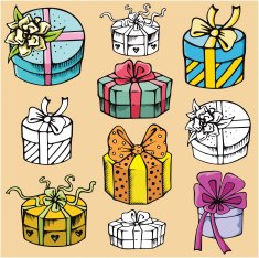 Gift Illustrations I Circle Boxes (Vector)