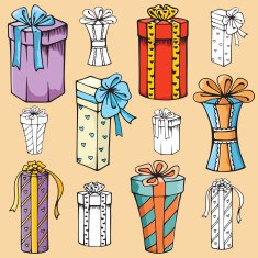 Gift Illustrations II Cylinder Boxes (Vector)