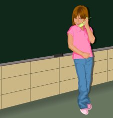 Girl with Cellphone in School