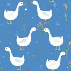 Funny seamless pattern with goose and flower