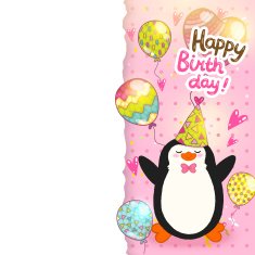 Happy Birthday card background with cute penguin N8