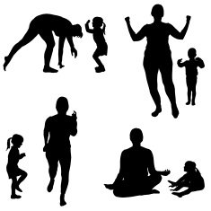 Vector silhouette of a woman with child N19