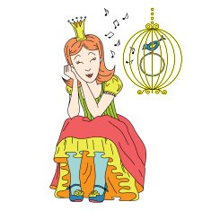 Cute princess and bird
