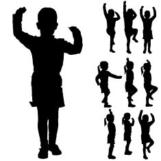Vector silhouette of a little girl N32