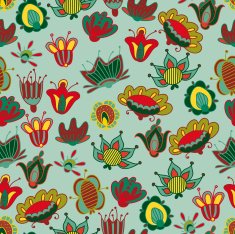 Doodle colorful flowers seamless pattern
