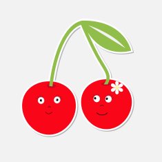 Cute cartoon cherry couple with happy faces Card
