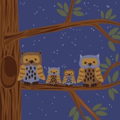 Owl Family on the Tree N2