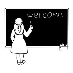 Small girl writing on schoolboard N2