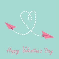 Two flying paper planes Heart in the sky Valentines Day