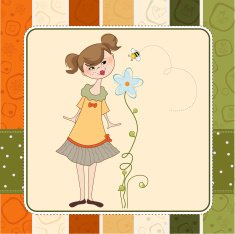 small young lady who smells a flower N13