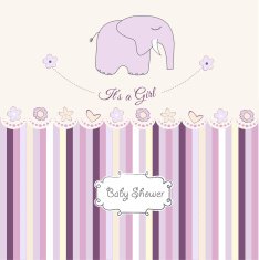 romantic baby girl announcement card N23