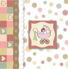 Baby girl announcement card N58