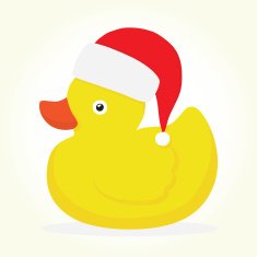 Rubber duck in Christmas hat