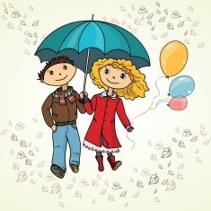 Cute couple walking in the rain N2