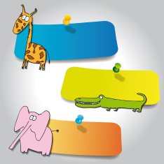 Cute label set animals safari cartoon africa jungle sticker vector