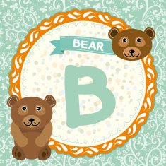 ABC animals B is bear Childrens english alphabet Vector