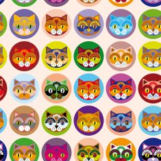 Seamless background with muzzle of cats vector