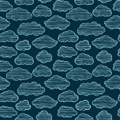 Decorative childish linear seamless cloudy pattern
