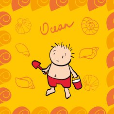 Child on the beach vector illustration N2