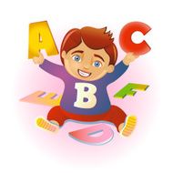 Child learns the alphabet