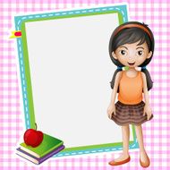 Girl books and a white board