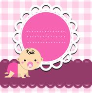 Baby girl announcement card N59