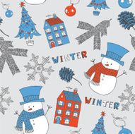 Seamless background with snowman