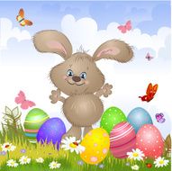 Cartoon happy rabbit for Easter Cards N5