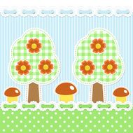 Summer forest background with mushrooms